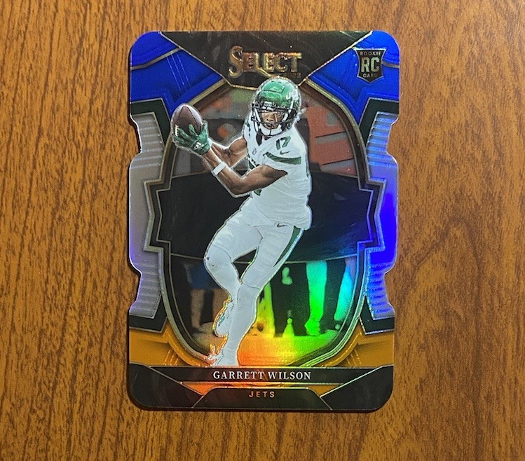 2022 Panini Select #88 Garrett Wilson Premier Level Blue Orange Die Cut /35 RC