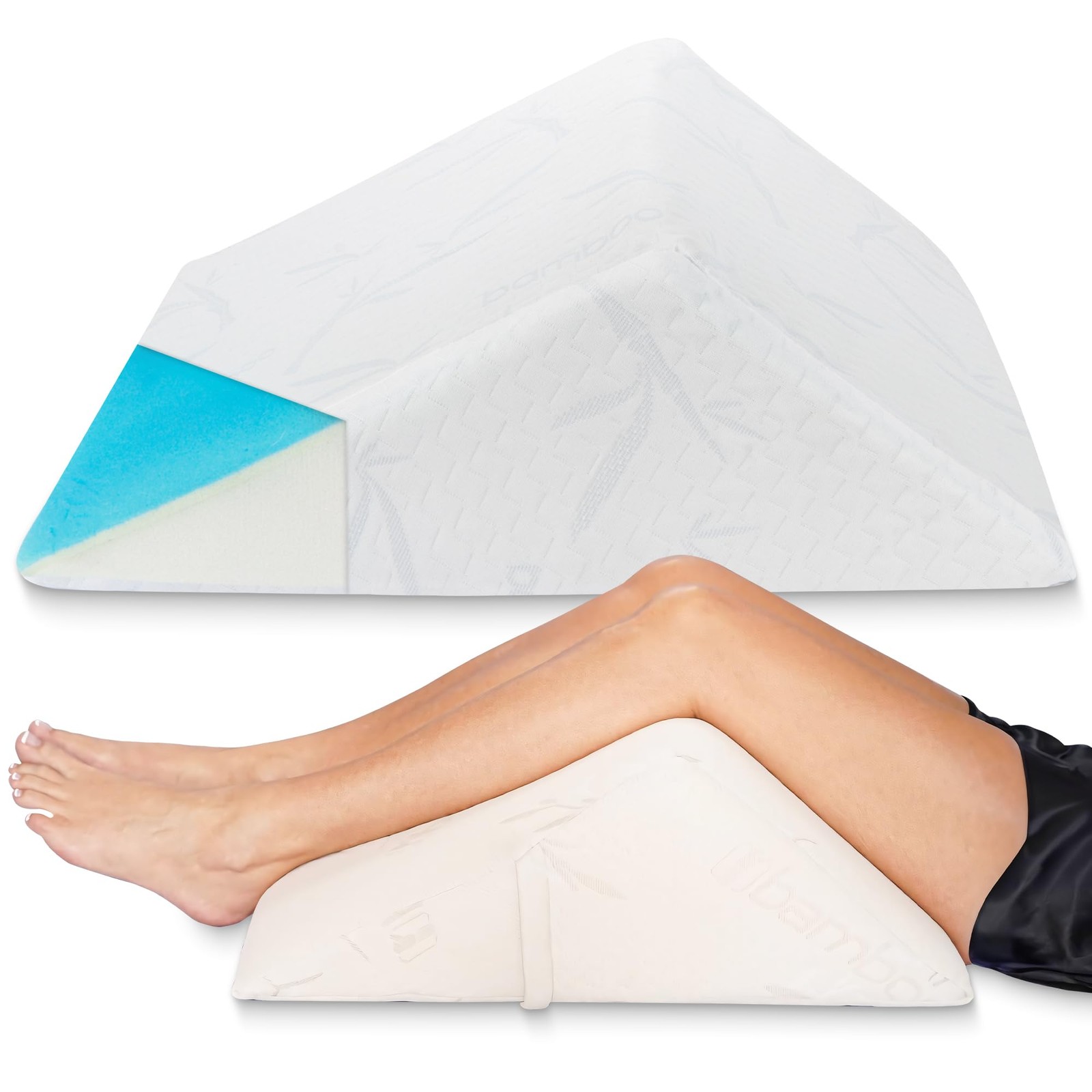 Angle Wedge Pillow for Back Pain Relief & Leg Elevation in Bed