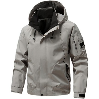 Windbreaker Herren Dünn Outdoor Kapuze Windjacke Arbeitsjacke mit Tasche Casual