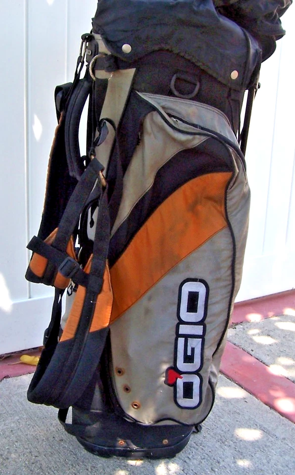 Ogio Stand Golf Bag Carry 8 Way Divider Black/Gray/Orang Woode System Rain Cover - Image 4 of 4