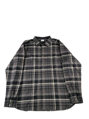 Columbia Shirt Mens XL Gray Plaid Pitchstone Heavyweight Flannel II Button Down