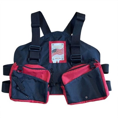 Daiwa Vintage 90s Tech Fishing Vest Chest Rig Black Red JDM