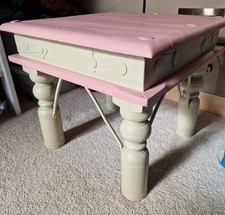 Small square upcycled wooden side table used
