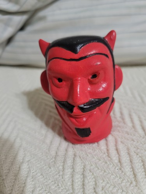#ad #ad Vntg Handmade Ceramic 3quot; Red Devil Head $19.99
