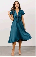Baltic Born Poppy Satin Mididress Midnight Blue Size S.
