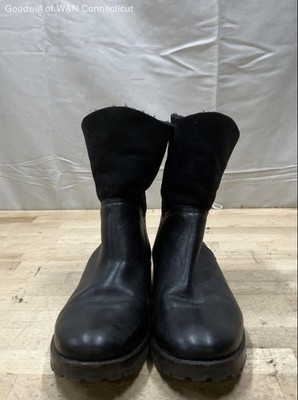 Fabianelli O 50 Black Leather Suede Zip Booties Made in Italy Size 39