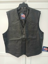 Men Genuine Black Leather Bikers Vest. XL, NWT