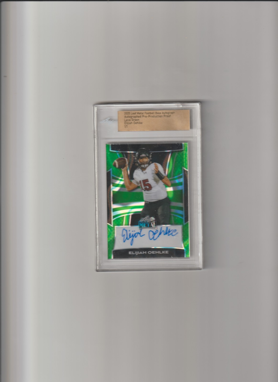 2025 Leaf Autograph Elijiah Oehlke 1/1 Auto Lava Green