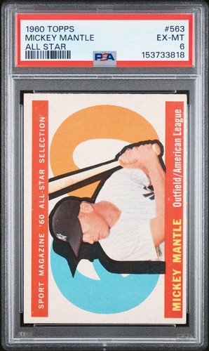 1960 TOPPS ALL STAR #563 MICKEY MANTLE PSA 6