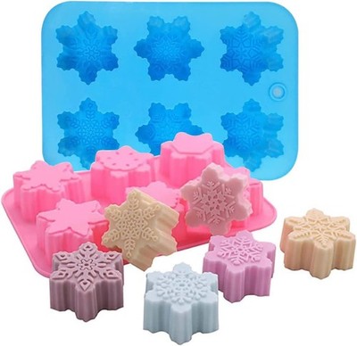 Snowflake Silicone Molds, 2 Pack Cake Pans Cookie Trays Handmade Soap Making