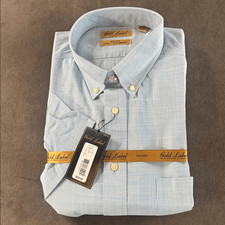 Roundtree Yorke Gold Label Check Short Sleeve Button Up Shirt Non-Iron XL NWT