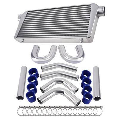 Universal Intercooler Ladeluftkühler Silber 600 x 300 x 76mm & 3'' Pipe Kit