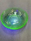 Set of 2 Green Cameo Ballerina Uranium Depression Glass 5 1/2" Cereal Bowls
