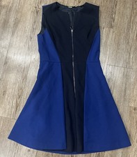 Elie Tahari Size 4 Work Dress Blue & Black Polyester E802W607 Zipper Front