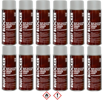 12 x 400 ml Rust Blocker 4in1 Metallschutzlack Rost Schutz grau matt RAL 7035