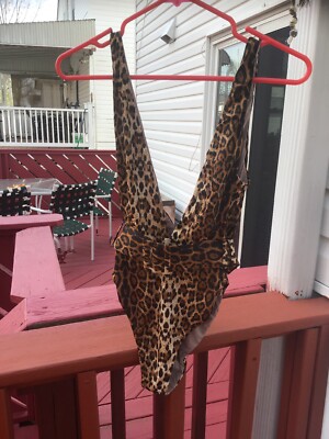 Meshki Handey Belted Plunge Leopard Bikini Size Small
