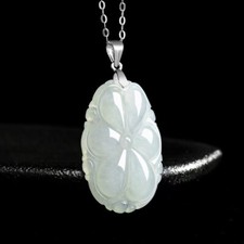 Real Grade A Natural White Jade Jadeite Women Lucky Pendant Necklace 35 18mm