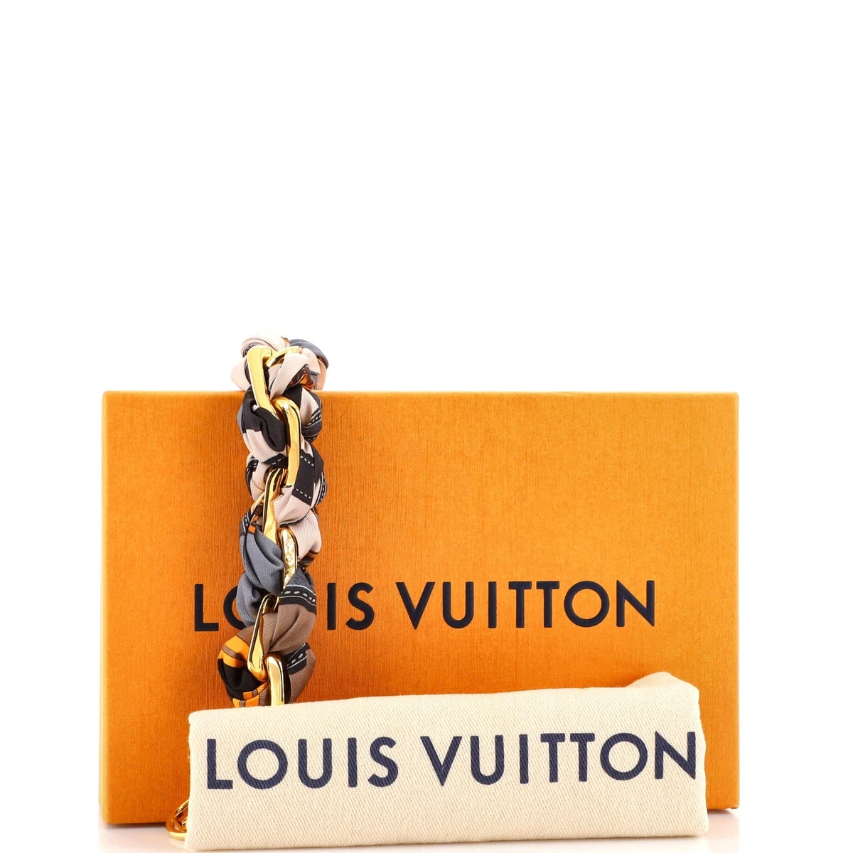 Louis Vuitton Braided Scarf Chain Bag Charm Metal and Printed Textile