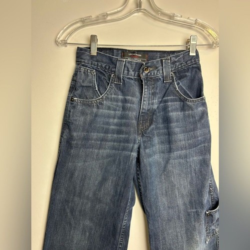 Y2K Levi’s Strauss Workwear Jeans kids Boy 8 Carpenter Baggy Hip-Hop Dark Blue - Picture 5 of 16