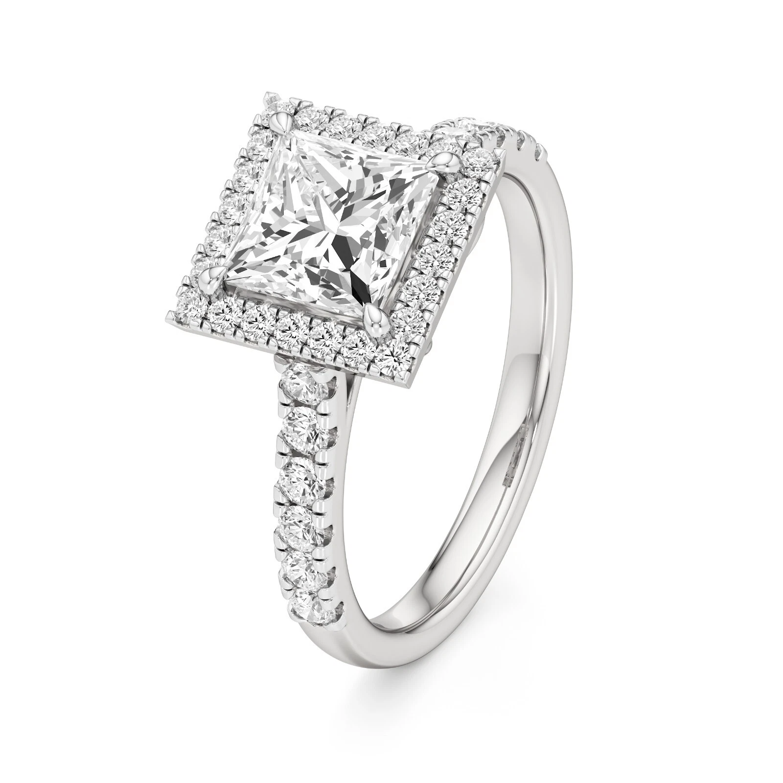 IGI Certified Diamond Ring 2.00ct F/VS1 14k Gold Princess Cut Lab Grown image-1