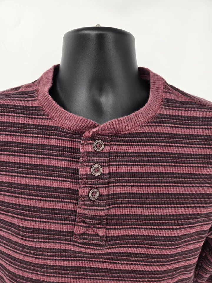 Northwest Territory Henley Shirt Medium Red Stripe Hiking Thermal Outdoor Men - Image 3 of 4