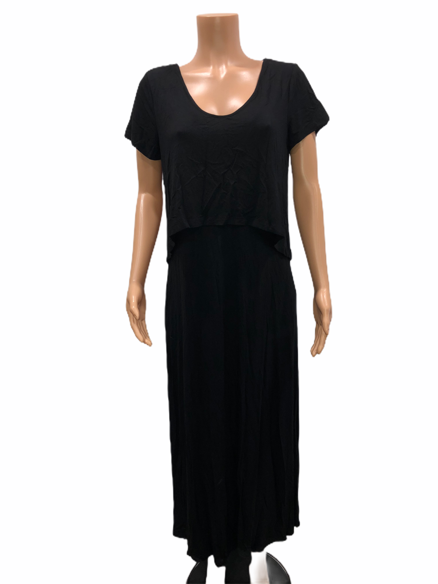Lisa Rinna Collection Women's Petite Knit Maxi Dress with Overlay PM Size Lisa Rinna Collection Women's Petite Knit Maxi Dress with Overlay PM Size