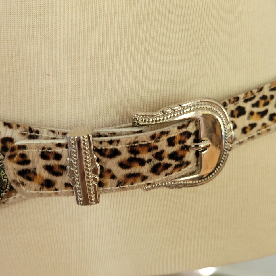 Cinturón Pelo Poni Estampado Animal Cuero Blanco Glamour Rock 'N Roll Años 80 Insane Vintage M Foto 4 de 4