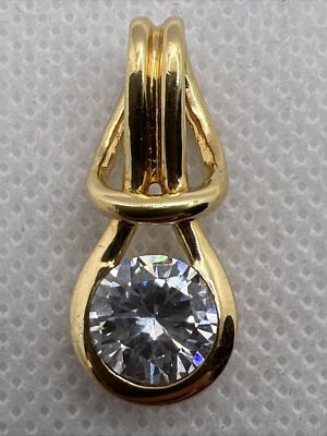 JOSE JAY 14K/925 Yellow Gold Plated Sterling Silver White CZ Charm Pendant 4.2gr
