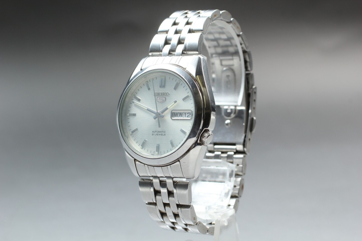 時計 SEIKO/5AUTOMATIC/7S26-01V0/21JEWELS Seiko 5 7S26-01V0 Automatic 21 Jewels Day/Date Black Men's