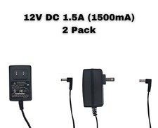 2PK DC 12V 1.5 Amp Power Supply Adapter 1500mA Wall Charger for 12V Electronics