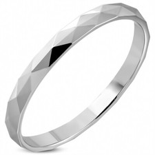 Mens Solid Faceted Tungsten Engagement Ring 3mm Convenient RTN362