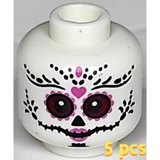 5 PCS LEGO PARTS Minifigure Head 3626pb3099 White