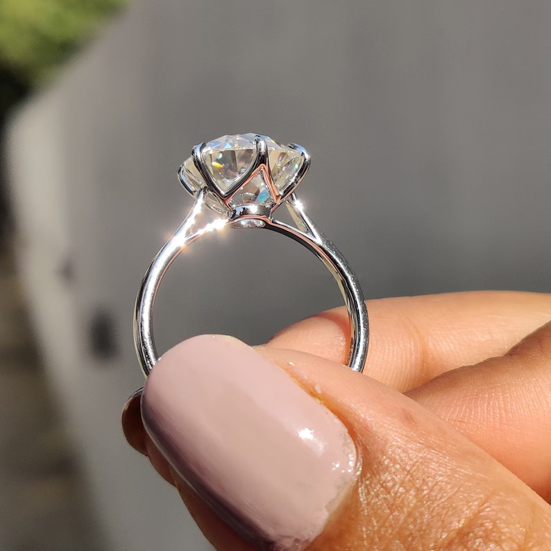 3.80Ct White OEC Round Cut Moissanite Engagement Ring 925 Sterling Silver
