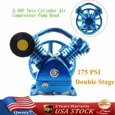 V Style Twin-Cylinder Air Compressor Pump Motor Head 2- Stage 175PSI 5HP 21CFM