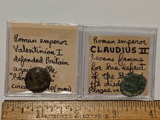 2 LOT ANCIENT COINS ROMAN EMPEROR VALENTINIAN I & CLAUDIUS II