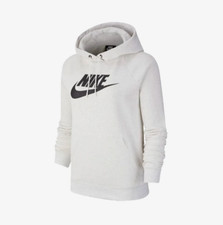 Nike Sportswear Essential Fleece Pullover Hoodie Womens L Light Gray BV4126-051