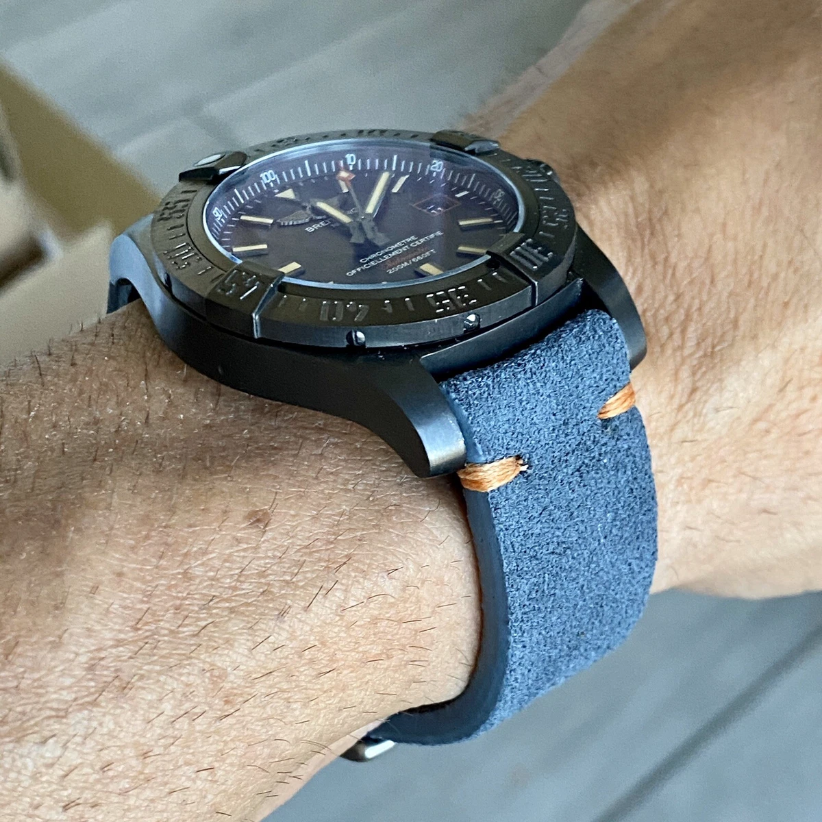 22mm Thick Dark GRAY GREY Vintage Suede Leather Watch Strap Band