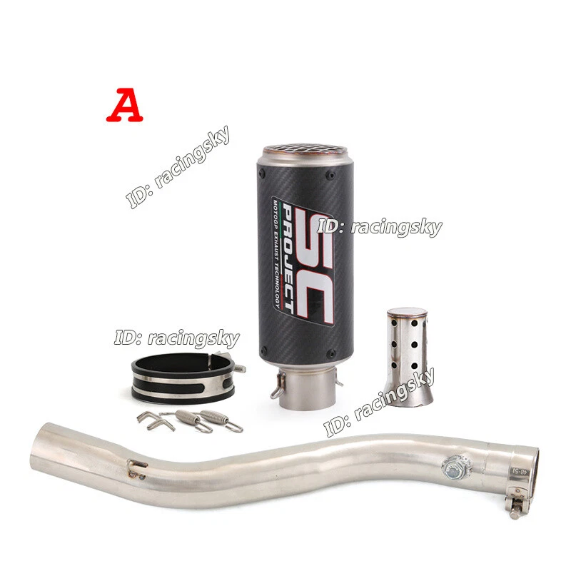 Tubo de enlace de escape medio para Honda CBR600F4i 2001-2007 + escape silenciador de carbono 51 mm Foto 3 de 4