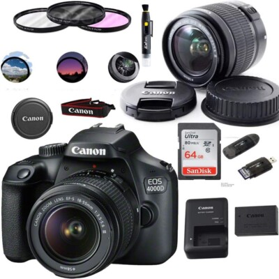 Canon EOS 4000D / Rebel T100 18-55mm 18MP Digital Camera W/ 64GB Starter Kit