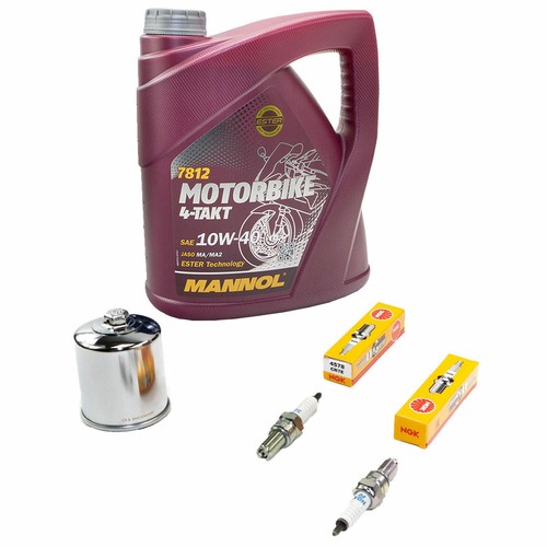 Wartungspaket Öl 4L + Ölfilter + Zündkerzen Für Kawasa Ki VN 800 VN800 Drifter VN800CC VN800CE Bj 1999-2003