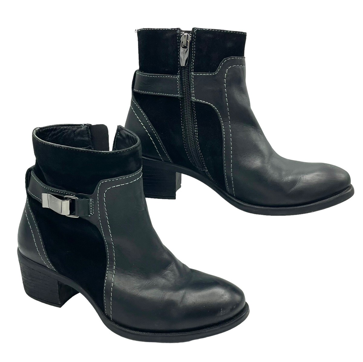 Hush Puppies Ankle Boots Fondly Nellie Black Biker Buckle Zipper