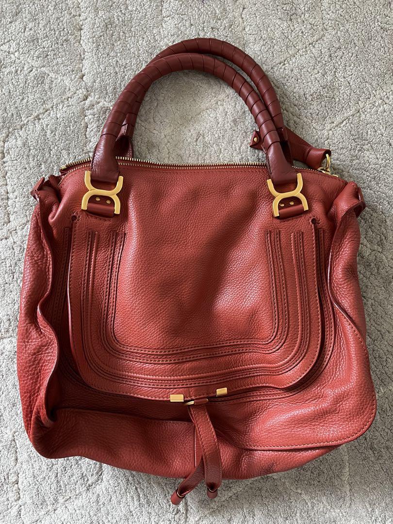 Chloe Marcie Tote Bag Handbag Red Leather Authentic Designer Pre