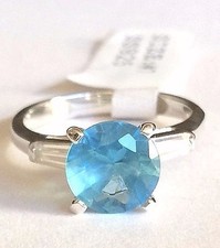 Sterling Silver Aqua Blue Topaz Ring Size 5 6 7 8 Cubic Zirconia Simulated