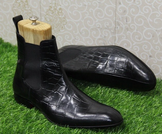 Mens crocodile top chelsea boots