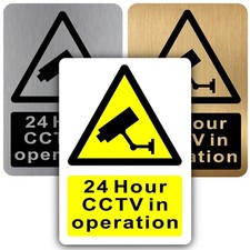 Metal 24 Hour CCTV In Operation Sign Door Aluminium Notice Camera Home Security 