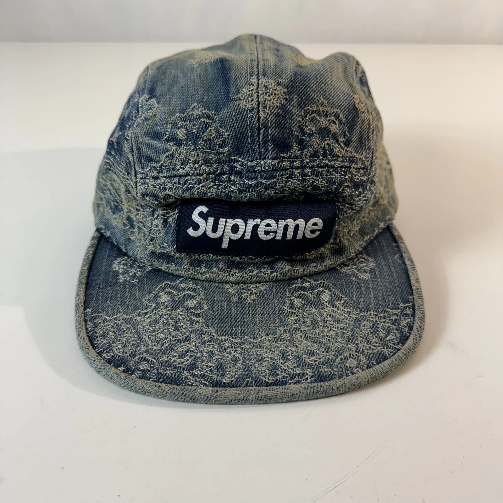 Casquette de camp en denim jacquard Supreme Bandana OS bleu SS25 NEUVE