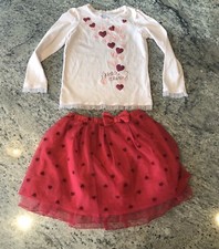 BABY GAP TODDLER GIRLS SKIRT SET SIZE 4-5 PINK HEARTS