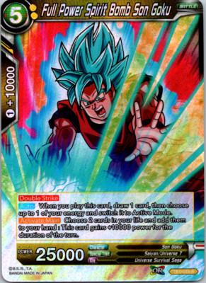 Full Power Spirit Bomb Son Goku Tb1-075 R Dragon Ball Super Card Bandai
