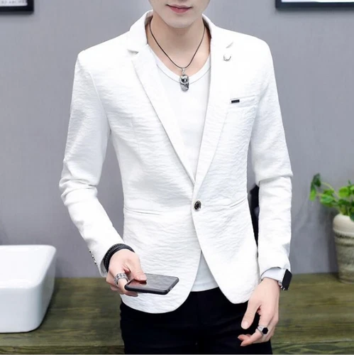 Mens One Button Casual Blazers Jacket Lapel Collar Summer Slim Fit Coat Outwear - Bild 7 von 15