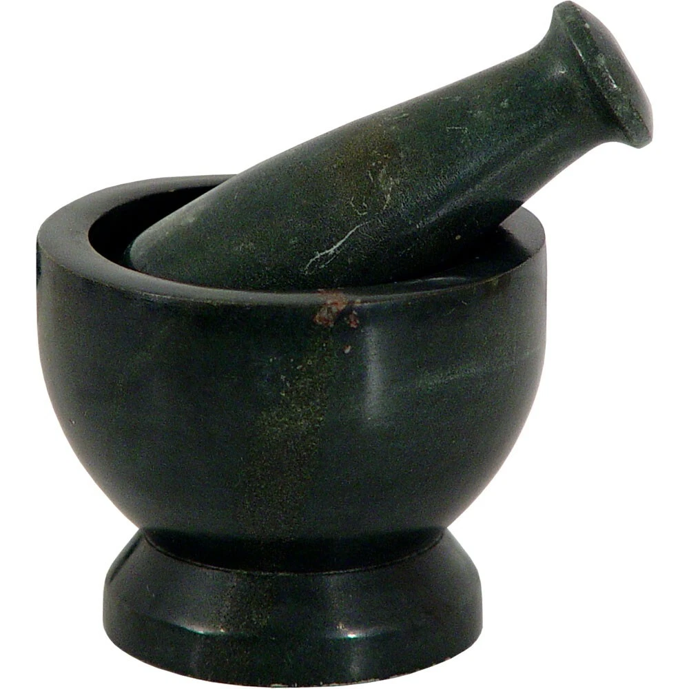 Soapstone Mortar & Pestle Plain Black -2.75" h x 3" dia - COLOR MAY VARY